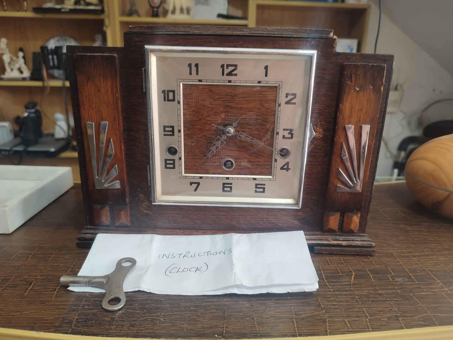 Vintage Wind-Up Mantel Clock with Chimes | Wooden Mechanical Desk Clock