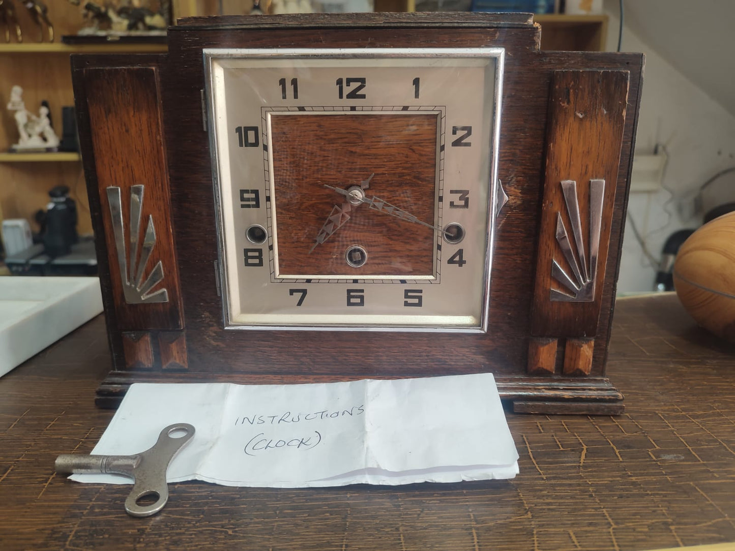 Vintage Wind-Up Mantel Clock with Chimes | Wooden Mechanical Desk Clock
