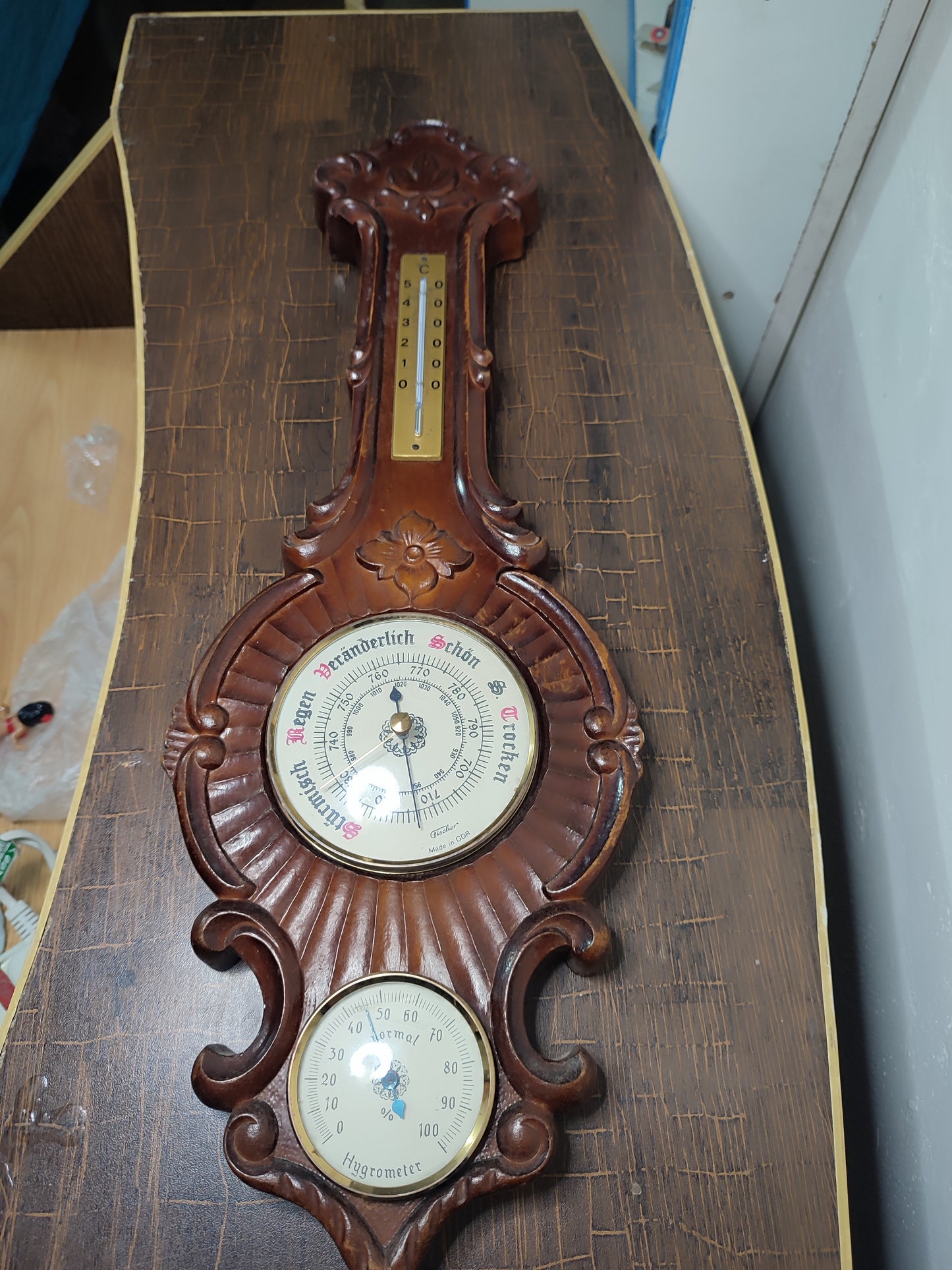Vintage German Weather Station – Barometer, Thermometer & Hygrometer | Made in GDR (East Germany)