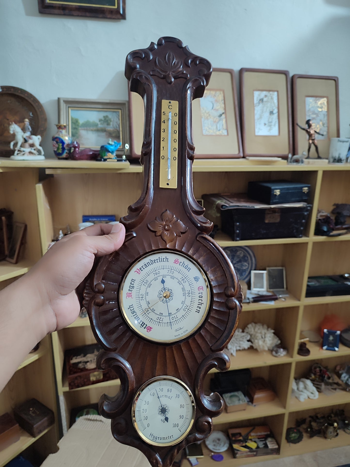 Vintage German Weather Station – Barometer, Thermometer & Hygrometer | Made in GDR (East Germany)
