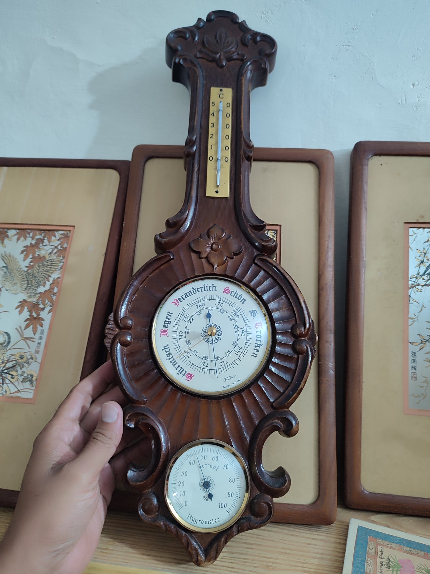 Vintage German Weather Station – Barometer, Thermometer & Hygrometer | Made in GDR (East Germany)