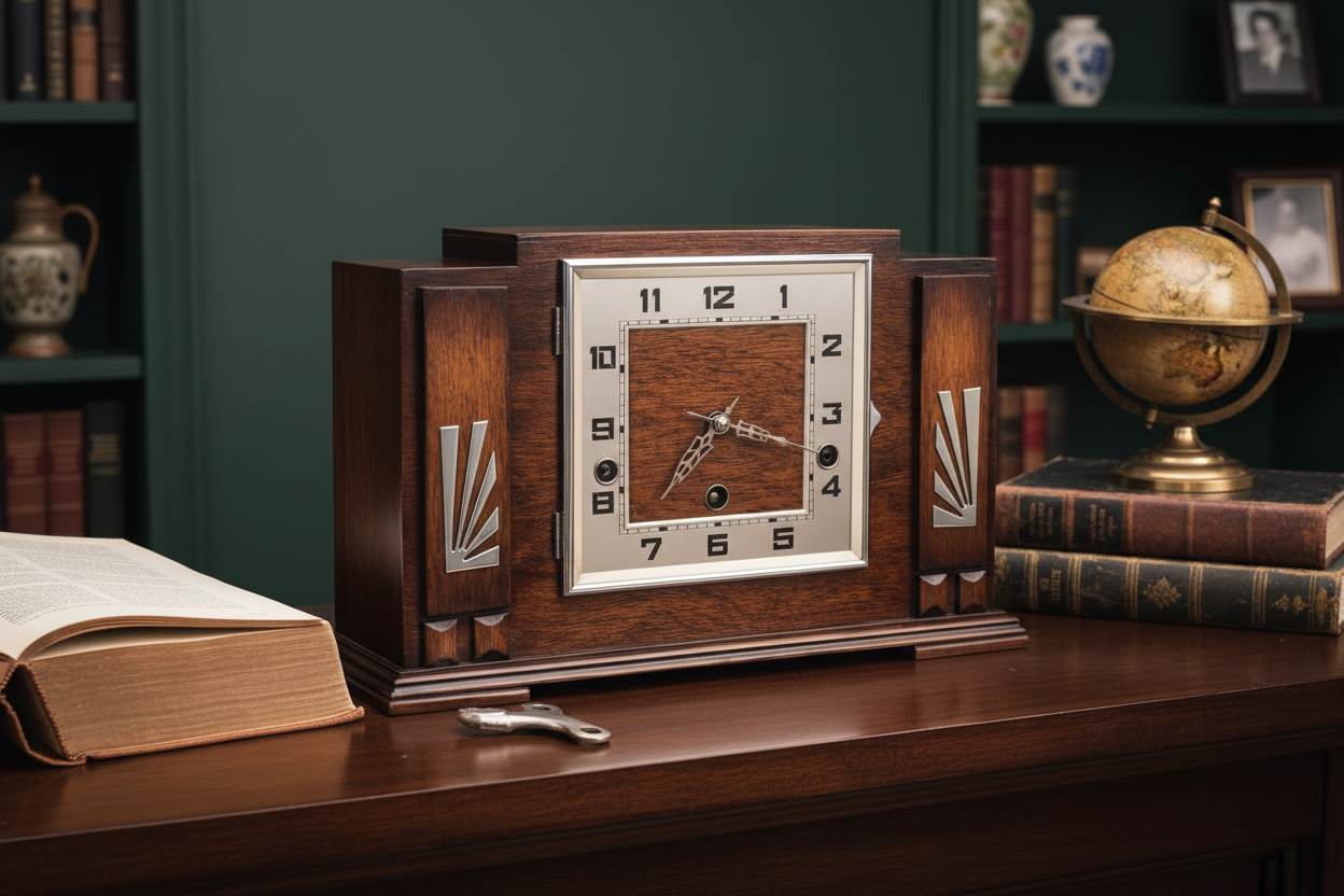 Vintage Wind-Up Mantel Clock in Elegant Setting
